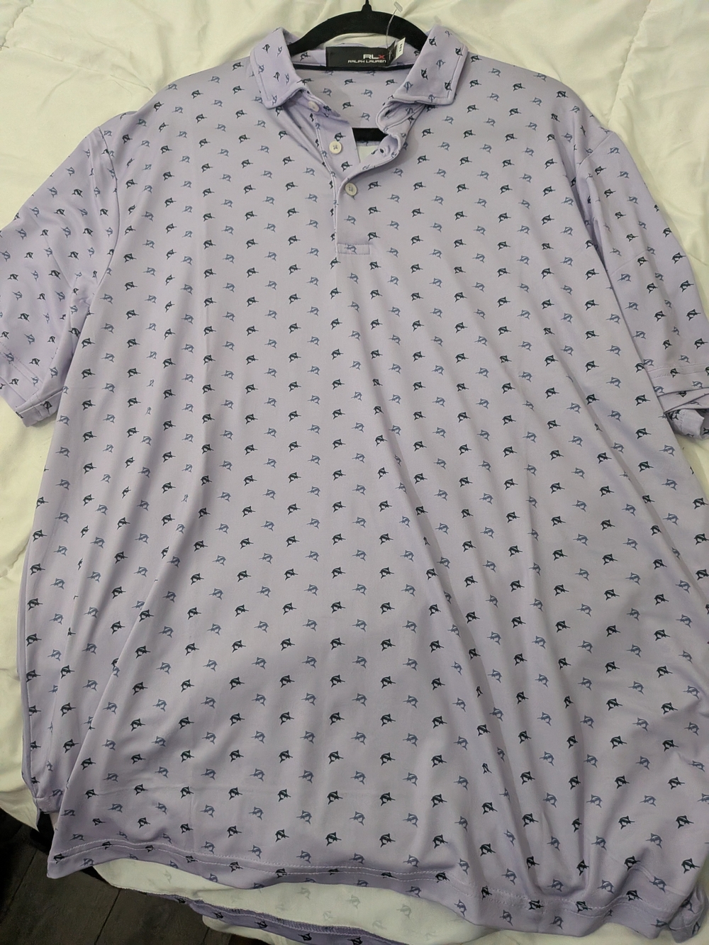 Ralph Lauren Rx Men's Lavender Polo with Navy Micro Print Large Brand New